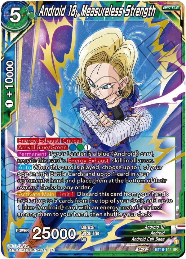 Android 18, Measureless Strength (BT18-144) [Dawn of the Z-Legends] Discount