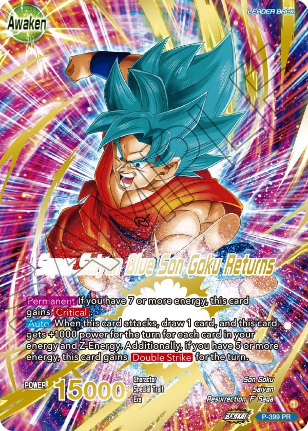 Son Goku    Super Saiyan Blue Son Goku Returns (Gold-Stamped) (P-399) [Promotion Cards] Online Hot Sale