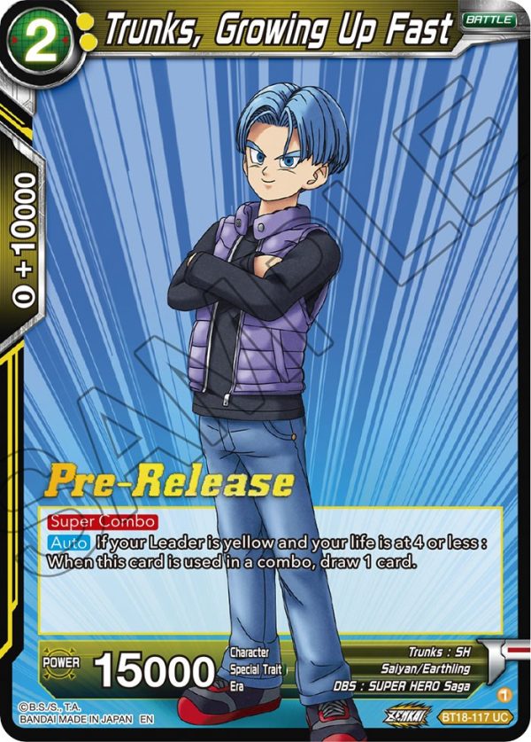 Trunks, Growing Up Fast (BT18-117) [Dawn of the Z-Legends Prerelease Promos] Online Hot Sale